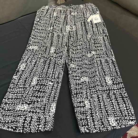 Sunny Leigh Black/White Linen Blend Pants Size Large - Picture 1 of 10